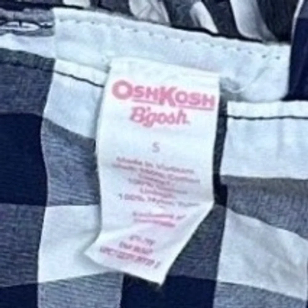OshKosh B'gosh Gingham Dress Kids Size 5 Navy Blue Excellent Tulle Hem